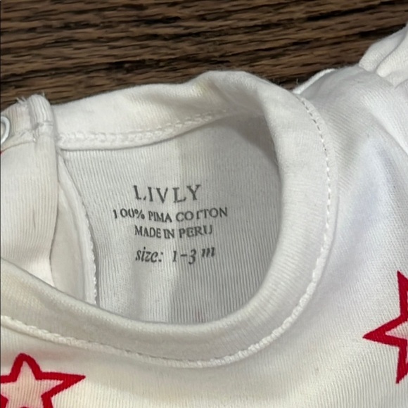 Baby Star Print Romper 1-3 months Livly bloomingdale’s prima cotton EUC designer - Picture 2 of 4